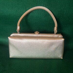 Vintage Lewis Evening Bag w/ Mirror and Comb Gold 1950's